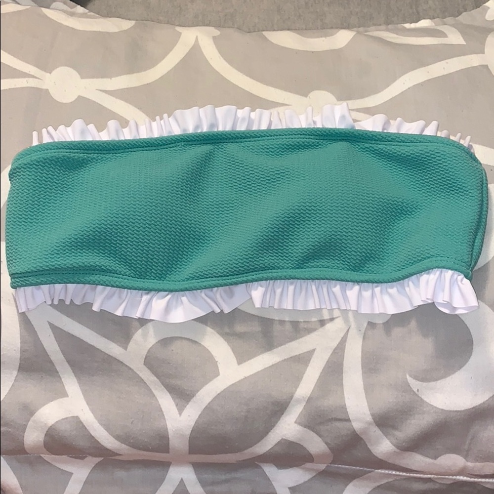 Strapless Ruffled Mint Green Bikini